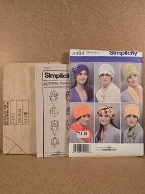 SEWING PATTERN Simplicity 2494 Misses Fleece Hats in three sizes NWT